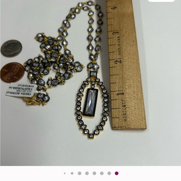 Luxurious Freida Rothman Sterling Necklace with Crystal Accents,18k G plated.NWT - Picture 11 of 13